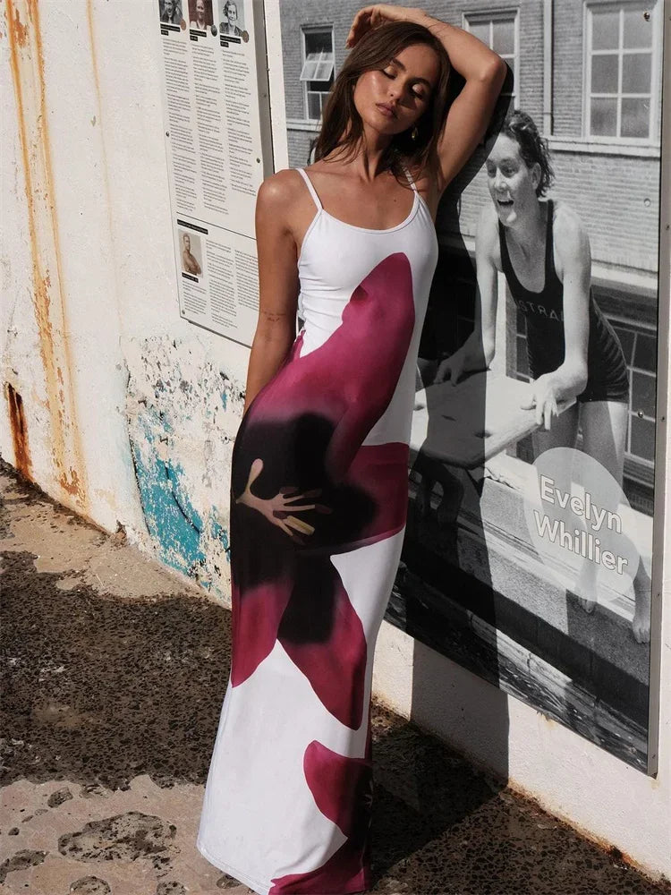 FashionSierra - 2024 Summer Casual Bodycon Sundress Tossy Printed Long Boho Dress