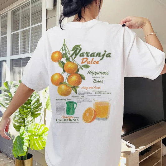 Orange Citrus Vintage Back Print T-shirt WHITE / S t-shirt-250223
