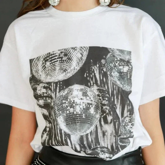 Disco Ball Vintage Concert T-shirt WHITE / S t-shirt-250223