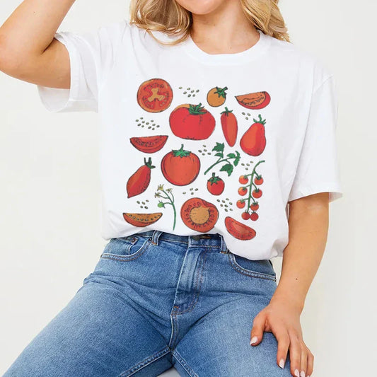 Boho Tomato Botanical Garden T-shirt WHITE / S t-shirt-250223