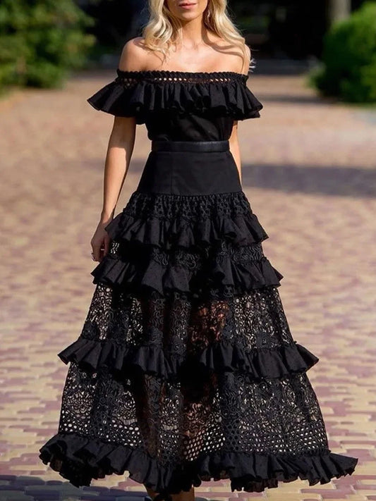 FashionSierra - 2025 Elegant White Lace Off Shoulder Boho Dress