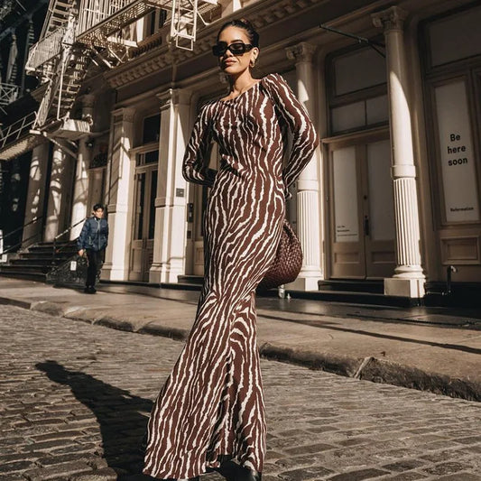 FashionSierra - 2025 See Through Long Sleeves O-Neck Transparent Boho Dress