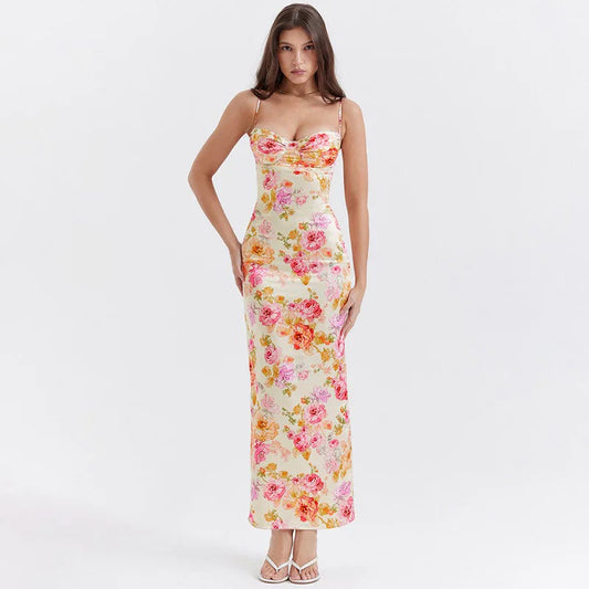 Lucy | Floral Satin Maxi Dress