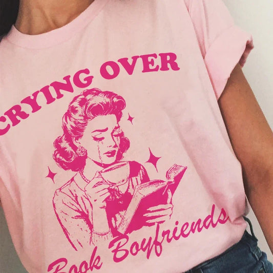 Retro Fantasy Romance Reader Graphic T-shirt Pink / S t-shirt-250223