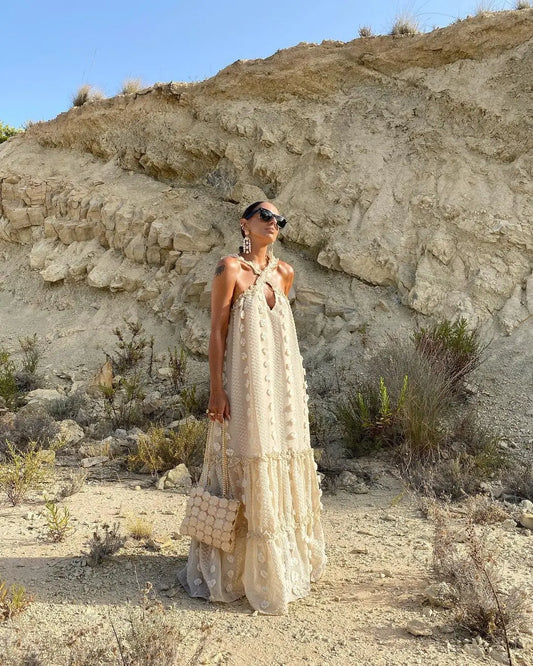 FashionSierra - 2025 Loose Waist Streetwear Fashion Floor Length Boho Dress