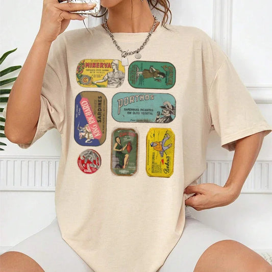 Canned Sardines Funny Foodie T-shirt Khaki / S t-shirt-250223