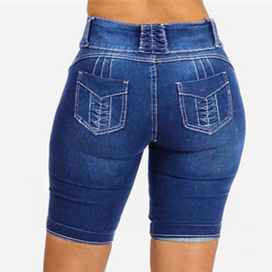 Women's Denim Shorts 2025 New Summer Waist Casual Chic Skinny Shorts