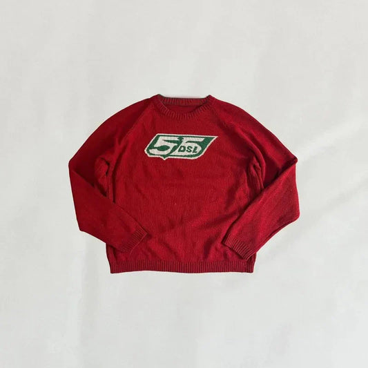 Oversized Harajuku Red Knitted Streetwear Pullover Christmas Sweater / M Sweaters-L