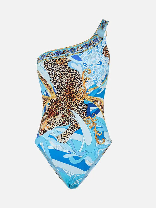 Wave Leopard Print Slim Swimsuit One Piece onepiece-250223