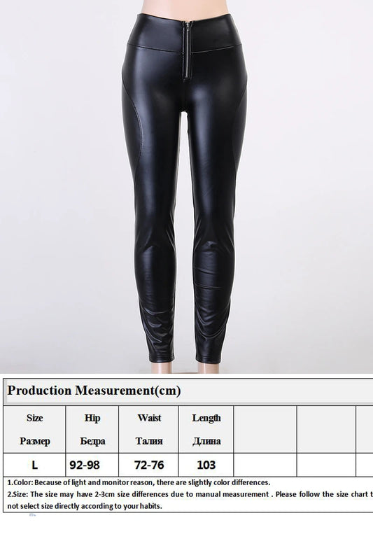 High Waist PU Leather Pencil Push Up Bubble Butt Zipper Bottom
