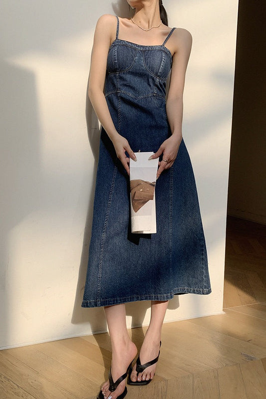 Slim Fit Maxi Denim Dress