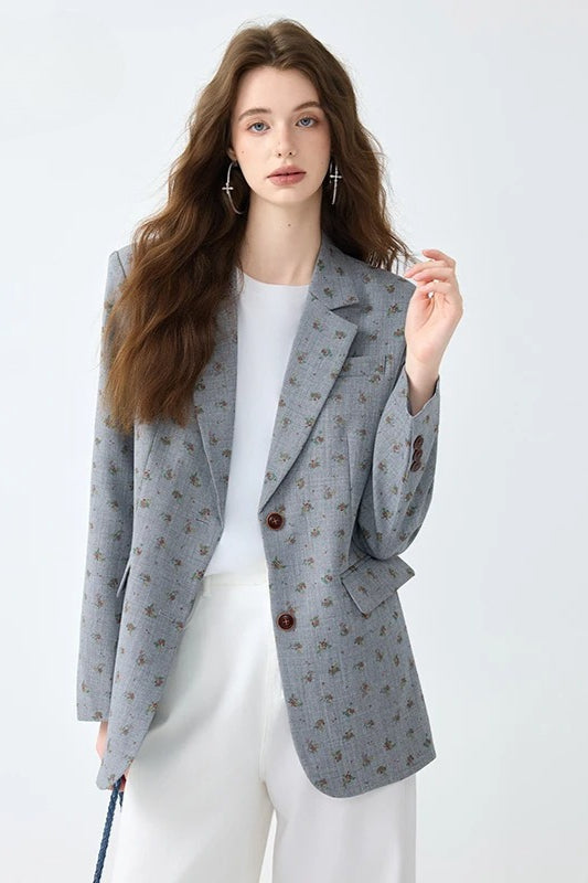 Printed Longline Casual Blazer