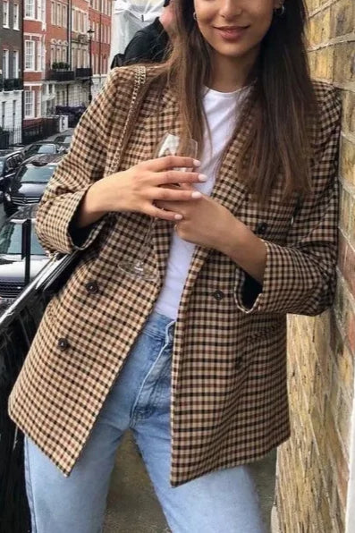 Vintage Plaid Longline Blazer