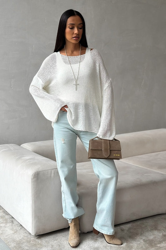 Casual Hollow Knit Pullover Sweater