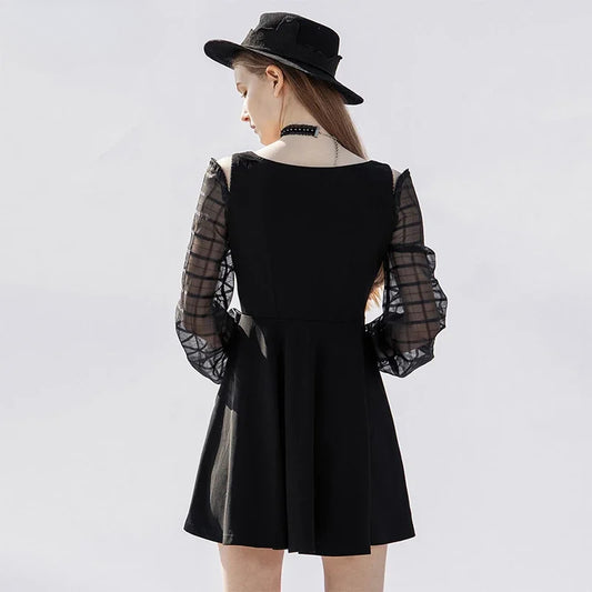 Women's Gothic V-neck Long Sleeve Off-the-shoulder Dress