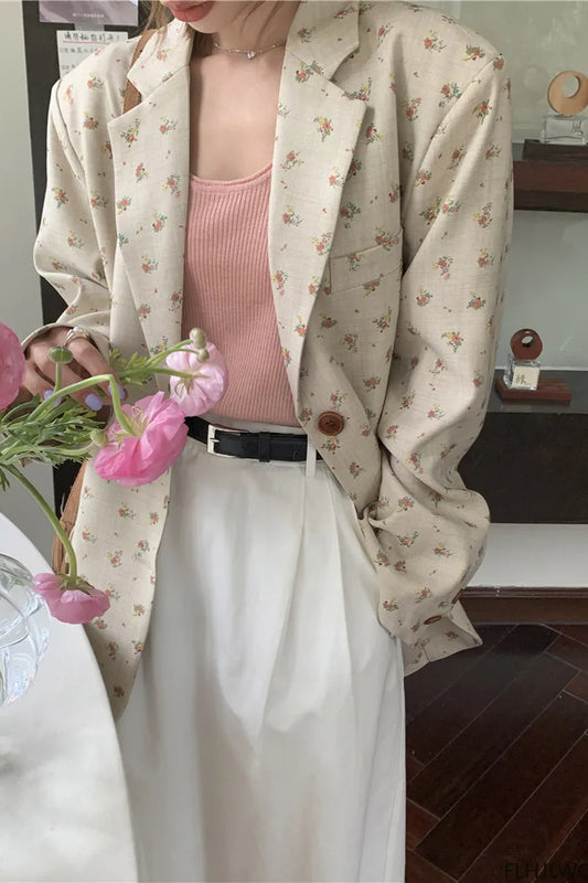 Floral Vintage Long Blazer