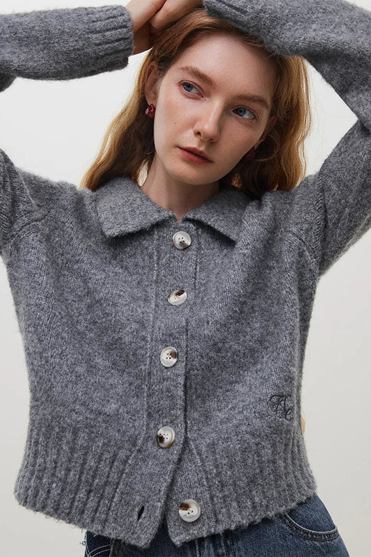 Wool Polo Neck Button Cardigan