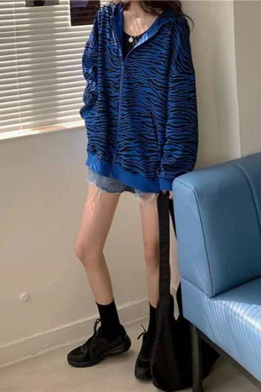 Zebra Print Slim Fit Hoodie
