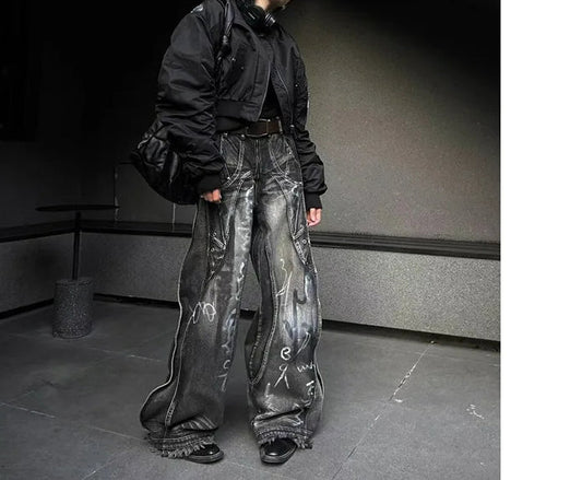 Dark Gothic Y2K Baggy Pant Black / S