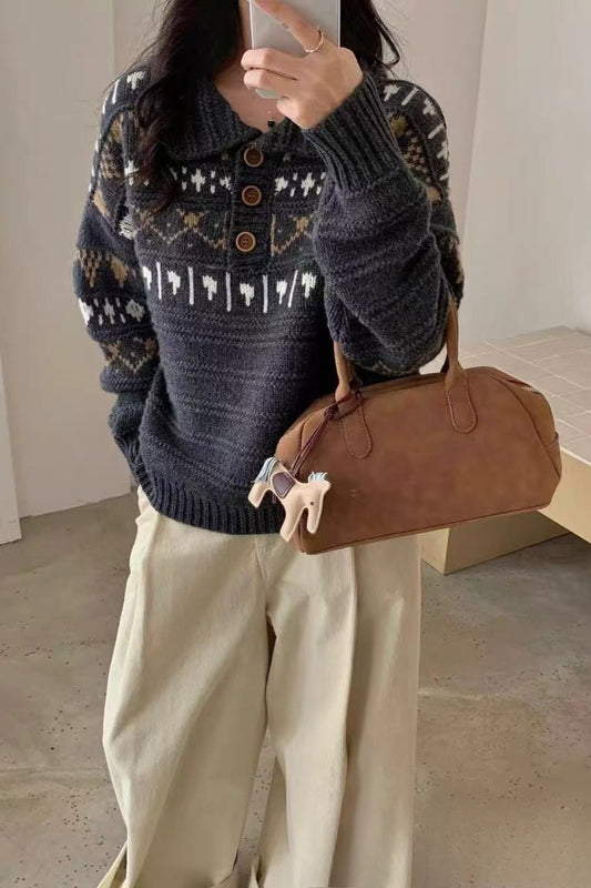 Loose Fit Fair Isle Knit Sweater