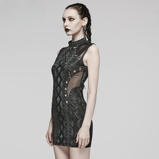 Women's Punk Snake-skin Gothic Hollowed Out Dress