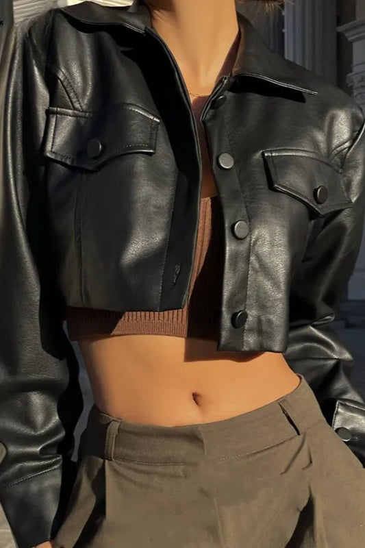 Grunge Style Faux Leather Jacket