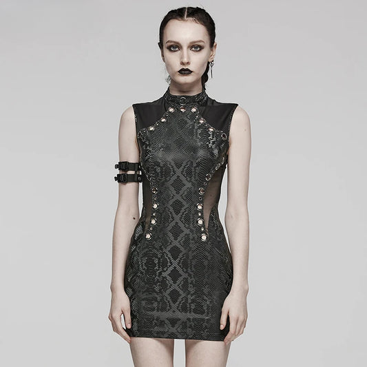 Women's Punk Snake-skin Gothic Hollowed Out Dress