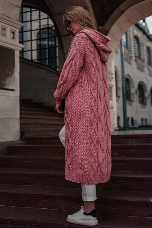 Solid Color Hooded Knit Sweater