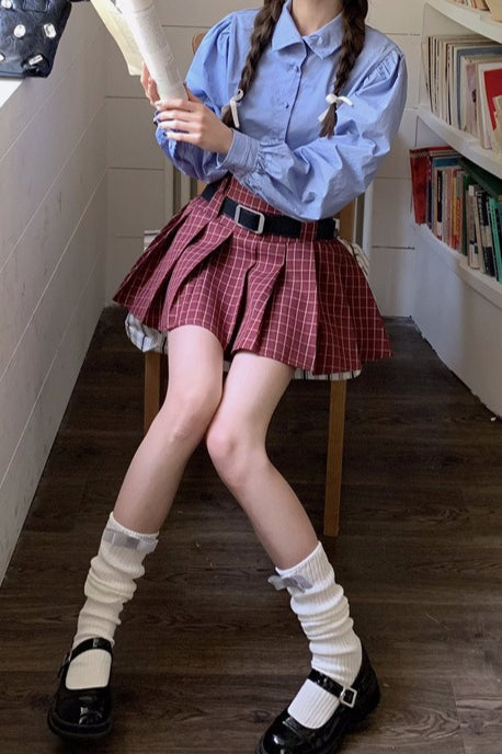 Plus Size Plaid Pleated Christmas Skirt