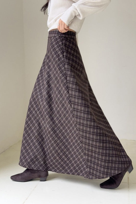 Retro Plaid High-Waist Christmas Skirt