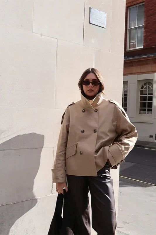 Stand Collar Loose Fit Casual Jacket