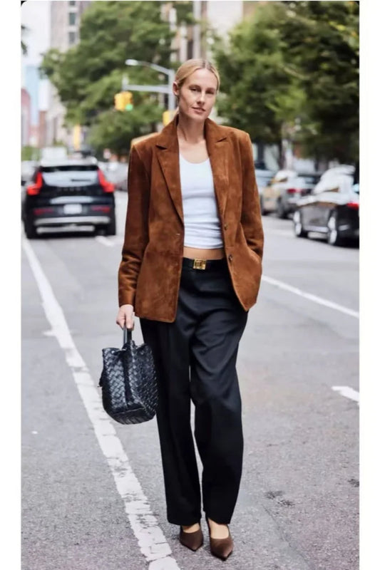 Suede Two-Button Casual Blazer