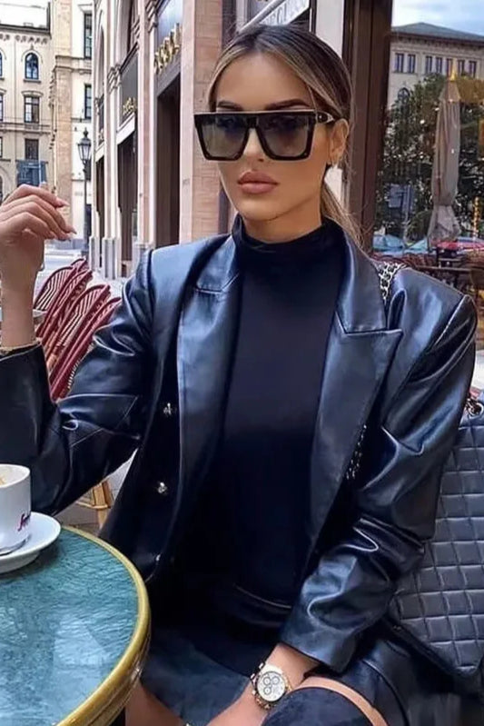 Minimalist Faux Leather Blazer