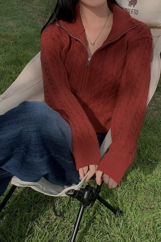 Collared Cable Knit Sweater