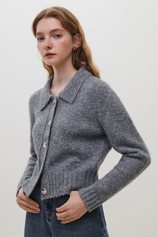 Wool Polo Neck Button Cardigan