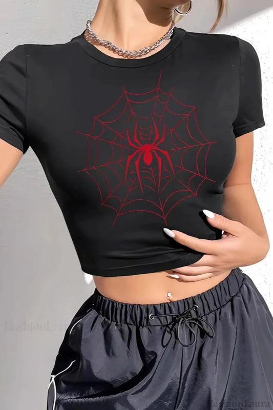 Slim Fit Cropped T-Shirt Black / S