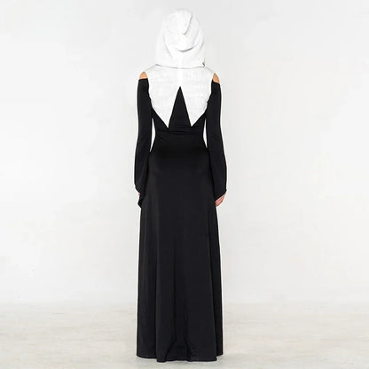 Women's Gothic Hooded  Irregular Long Sleeve Dress