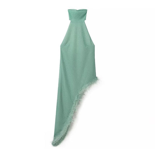 Vacation Dress High Grade Seaside Green Suspenders Slimming Dress