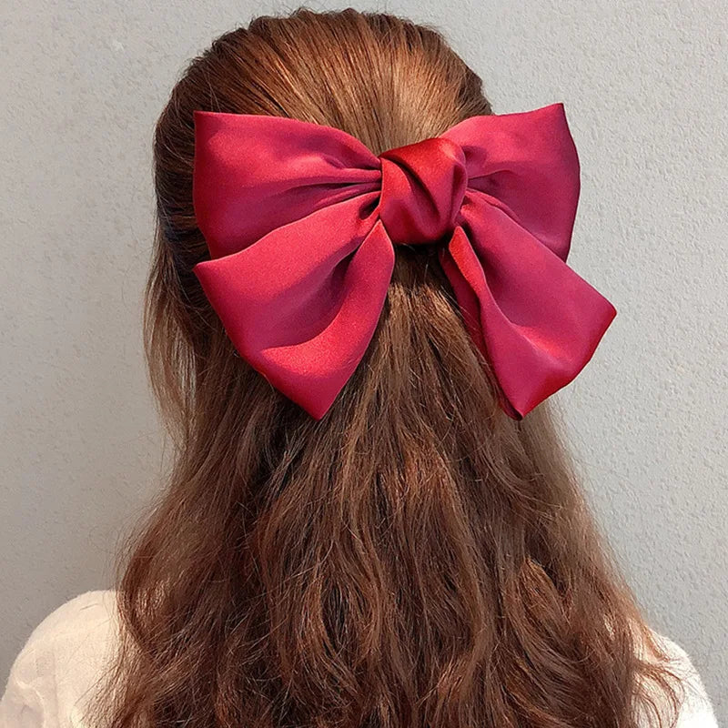 Big Red Bow Hair Accessory - Spring Korean Satin Rubber Christmas Accessories-L