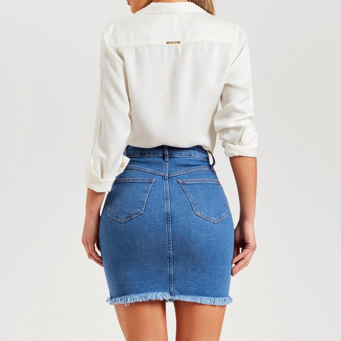 2024 Waist Elastic Denim Asymmetrical A-Line Mini Skirt Slim Vintage Short Skirt