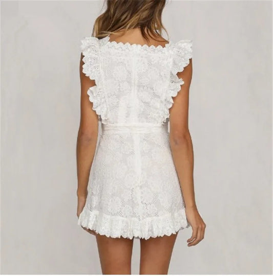 FashionSierra - Sexy Beach Style High Waist Lace-up Mini Dress