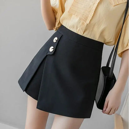 FashionSierra - Fashion Spring Summer Buttons Zipper High Waist Apricot Shorts