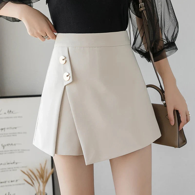 FashionSierra - Fashion Spring Summer Buttons Zipper High Waist Apricot Shorts