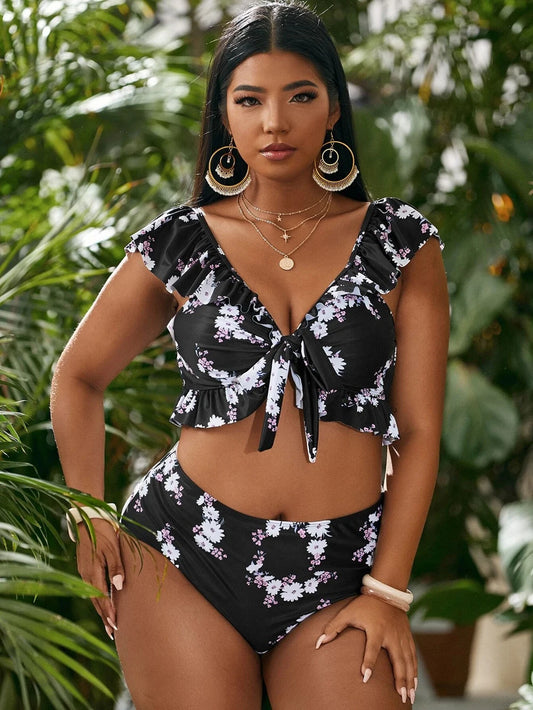 2024 Stylish Skirted Chic Patchwork Plus Size Swimsuits