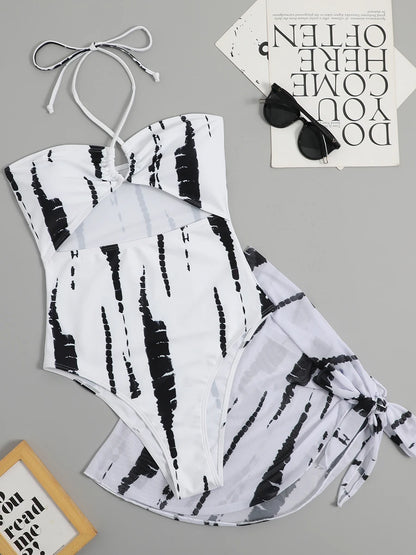 FashionSierra - 2024 Flirty Halter Printed Skirted Basic Swimsuits