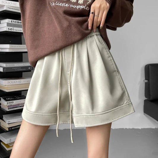 FashionSierra - New Autumn Winter Elastic High Waist Wide-leg Female Boots Shorts Women 2024 Shorts