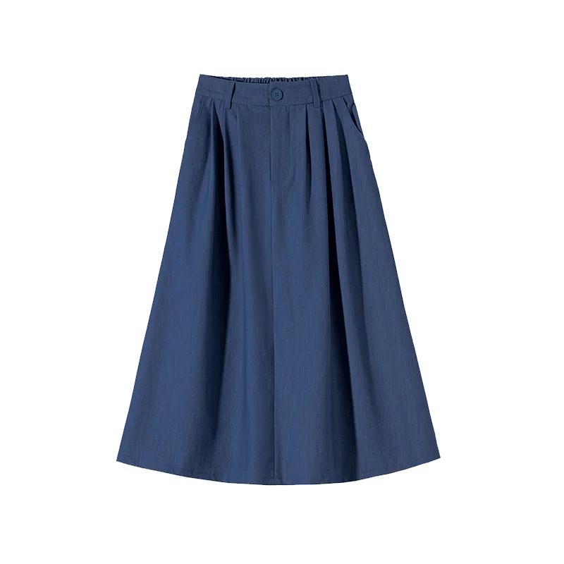 FashionSierra - 2024 New Spring Summer Denim Womens Fashion High Waist A-line Casual Ladies Vintage Umbrella Skirt