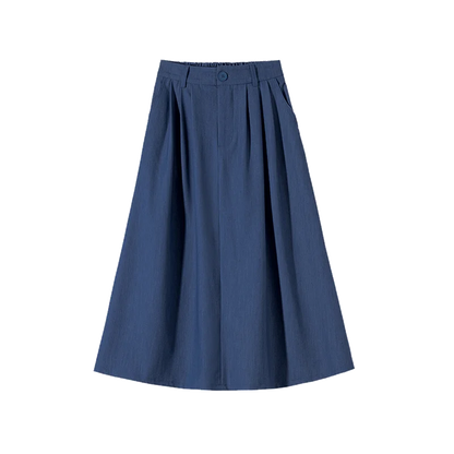 FashionSierra - 2024 New Spring Summer Denim Womens Fashion High Waist A-line Casual Ladies Vintage Umbrella Skirt