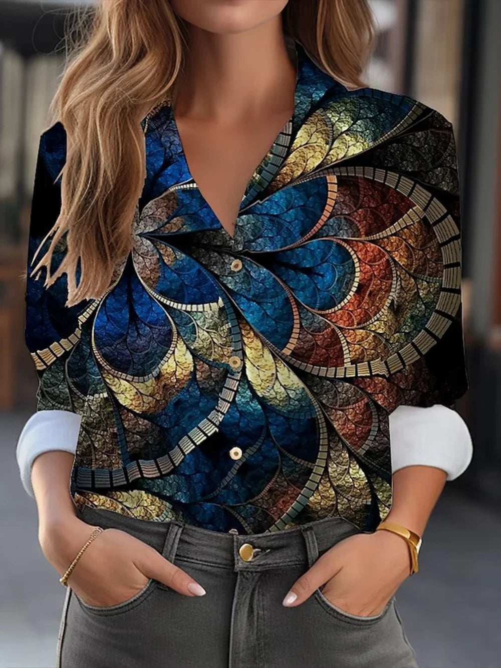 FashionSierra Flower 3D Print High Quality Long Sleeve Fashion Large Size Female Blouse