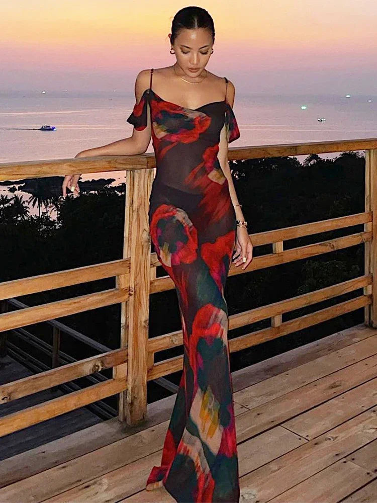 FashionSierra - 2024 Sexy See-Through Vacation Summer Clothes Boho Dress